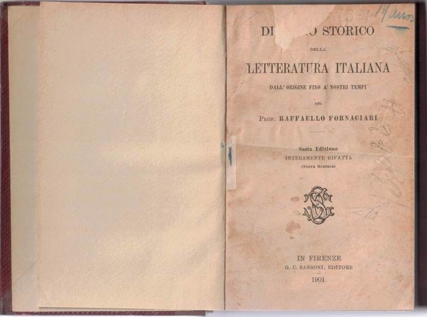 Fornaciari, Discorso storico della letteratura italiana. Dall’origine fino ai nostri …