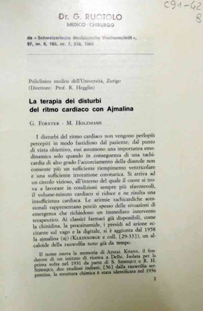 Foster, Holzmann, La terapia dei disturbi del ritmo cardiaco con …