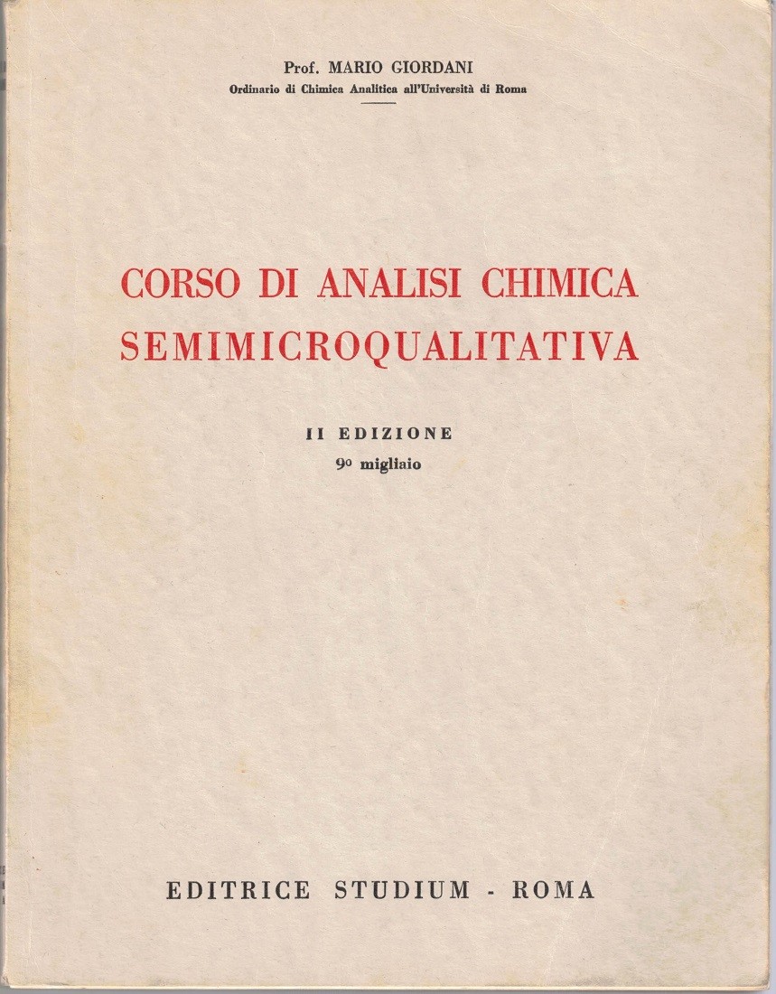 Giordani, Corso di analisi chimica semimicroqualitativa