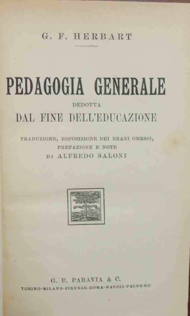 Herbart, Pedagogia generale dedotta dal fine dell’educazione