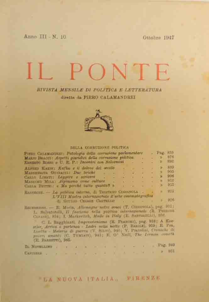 Il Ponte. Rivista mensile di politica e letteratura diretta da …