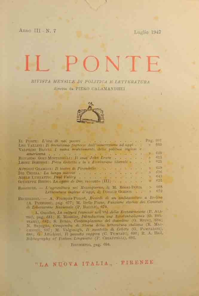 Il Ponte. Rivista mensile di politica e letteratura diretta da …