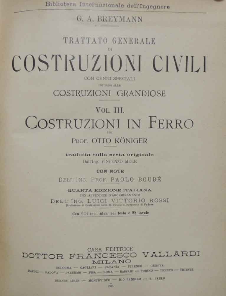 Koniger, Costruzioni in ferro (testo + atlante)