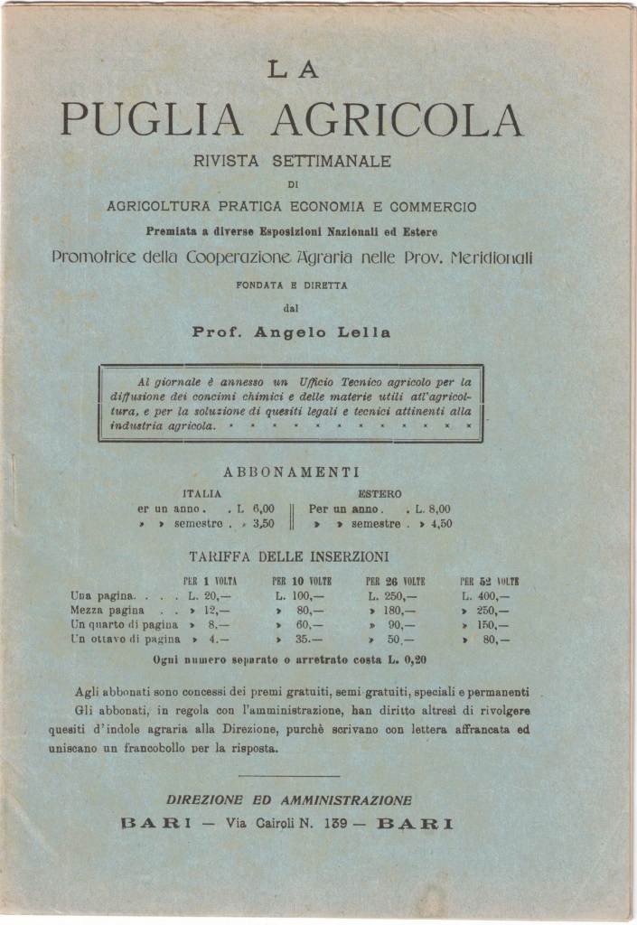 La Puglia Agricola, a. XVIII, n. 13, 29 marzo 1914