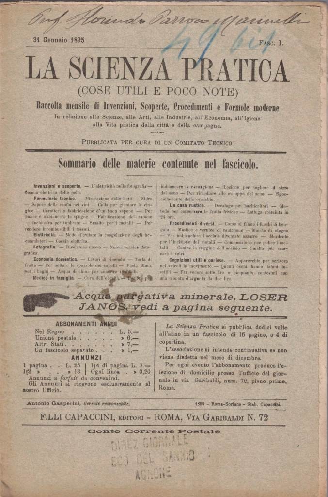 La scienza pratica. Cose Utili e poco note, 1895, 6 …