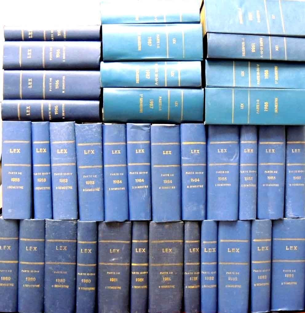 Lex. Legislazione italiana, aa. LXVI-LXXIV, 1980-1988, nove annate complete, 36 …