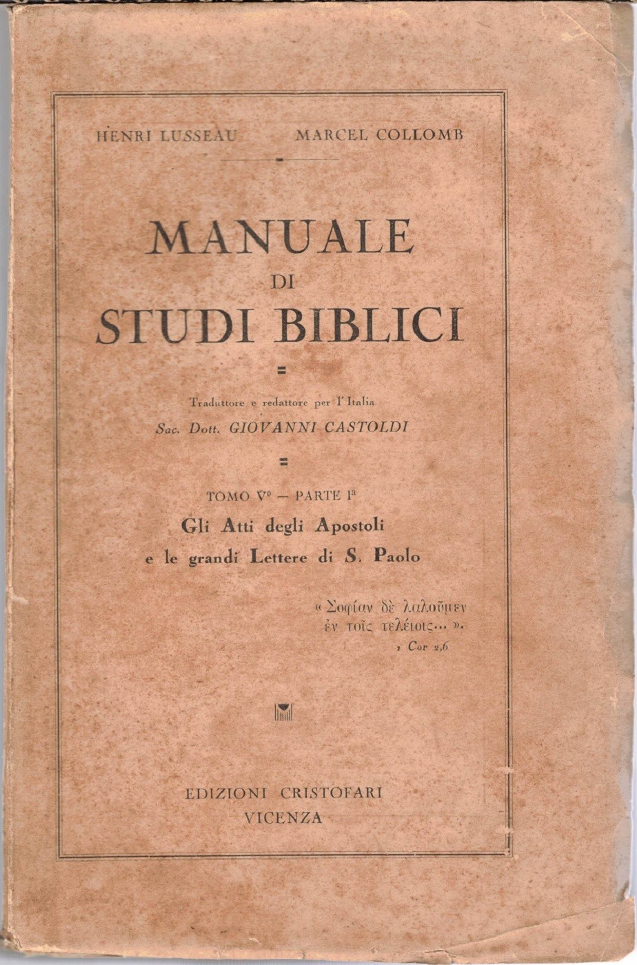 Lousseau, Collomb, Manuale di studi biblici