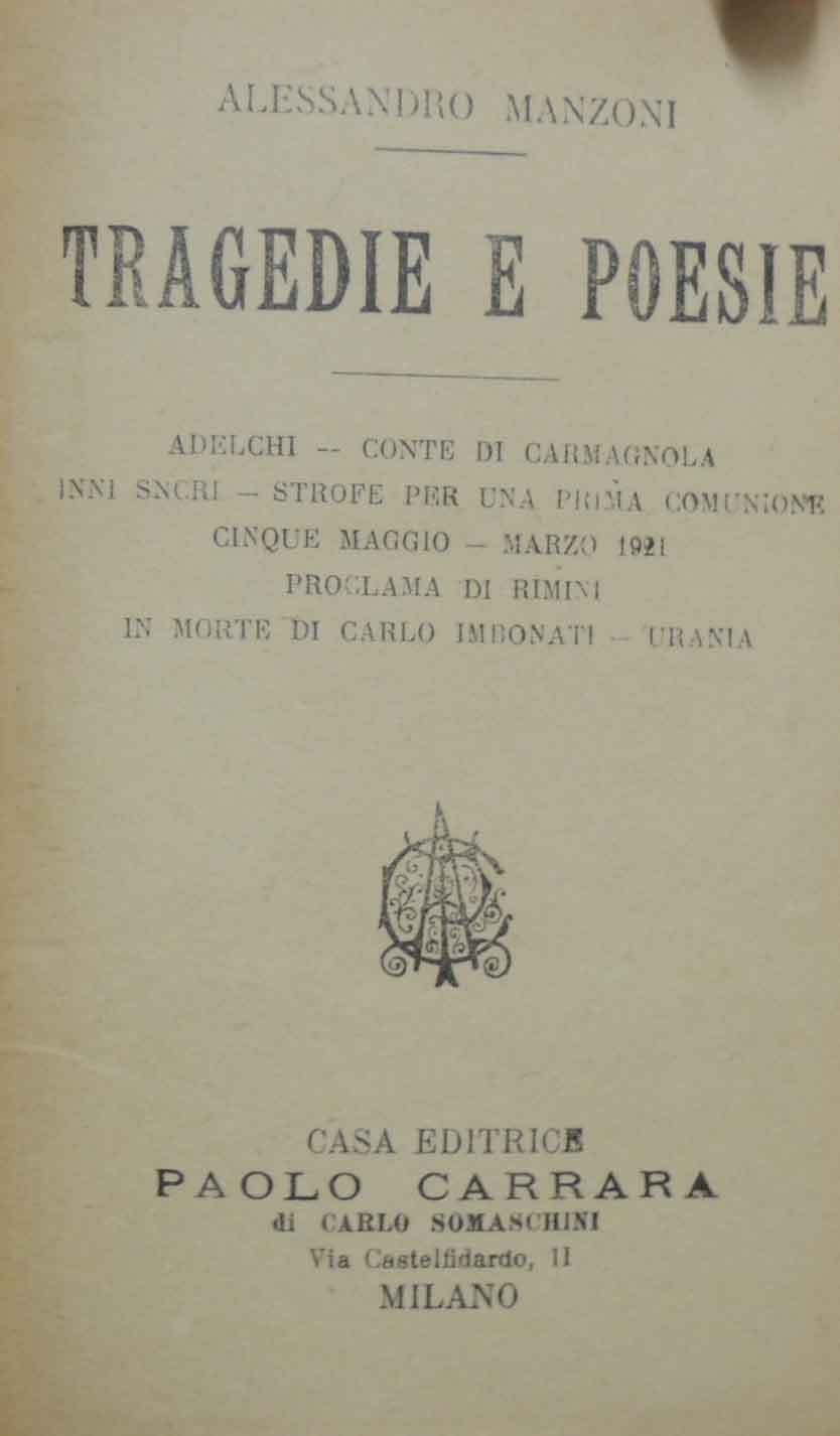 Manzoni, Tragedie e poesie
