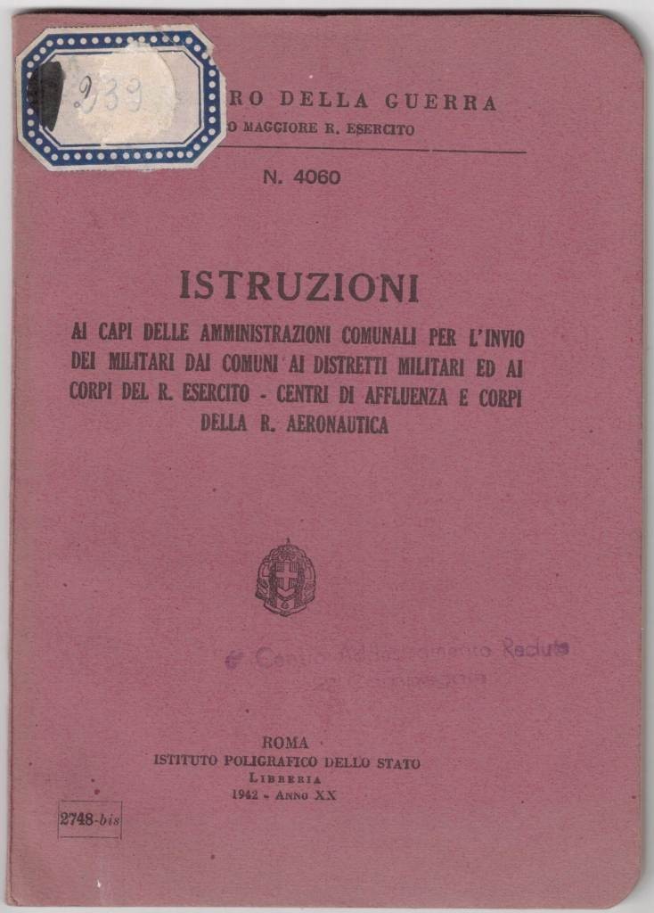 Min. della Guerra, Istruzioni per l’invio dei militari dai comuni …