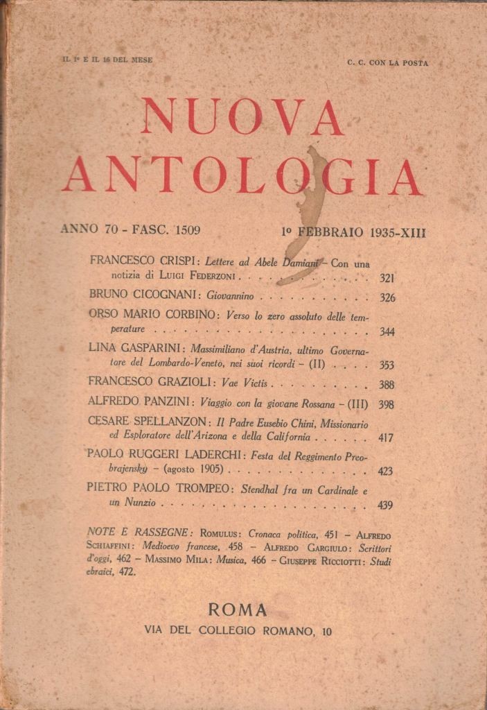 Nuova Antologia, a. LXX, fasc. 1509, 1 febbraio 1935