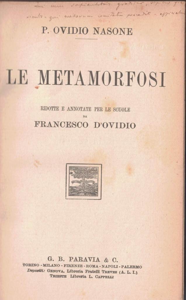 Ovidio (Ovidius), Le Metamorfosi, ridotte e annotate per le scuole …