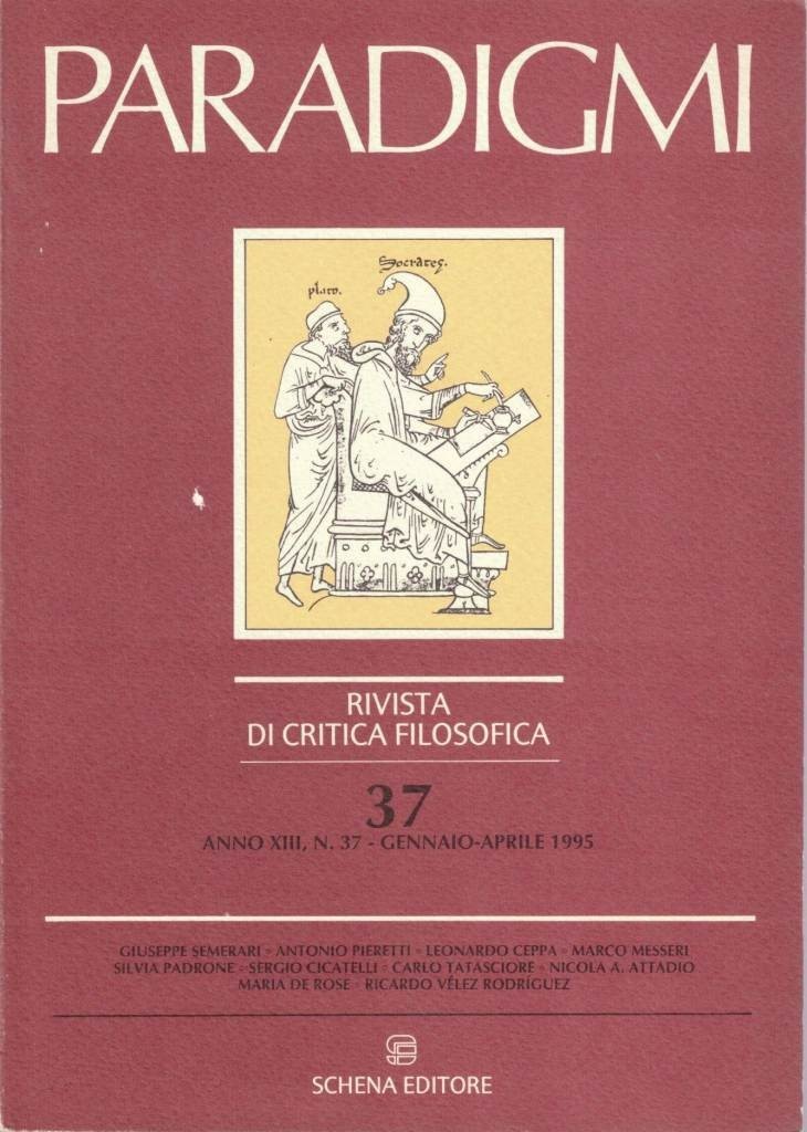 Paradigmi. Rivista di critica filosofica, a. XIII, n. 37, gennaio-aprile …