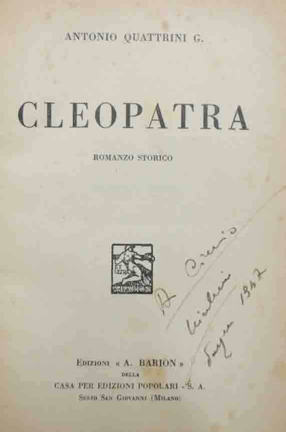 Quattrini, Cleopatra. Romanzo storico