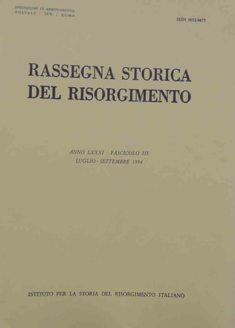 Rassegna storica del Risorgimento, a. LXXXI, fasc. III, luglio-settembre 1994