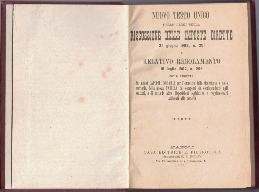 Regno d’Italia, 6 regi decreti anni 1902-1907 con relativi regolamenti …