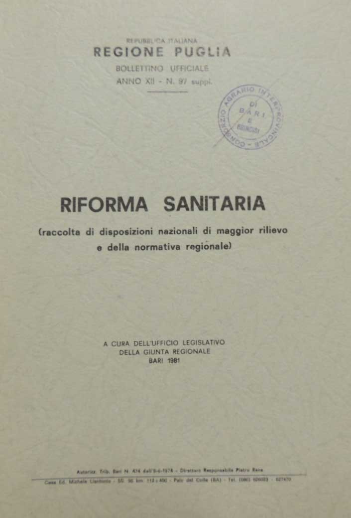 Repubblica Italiana – Regione Puglia, Riforma sanitaria