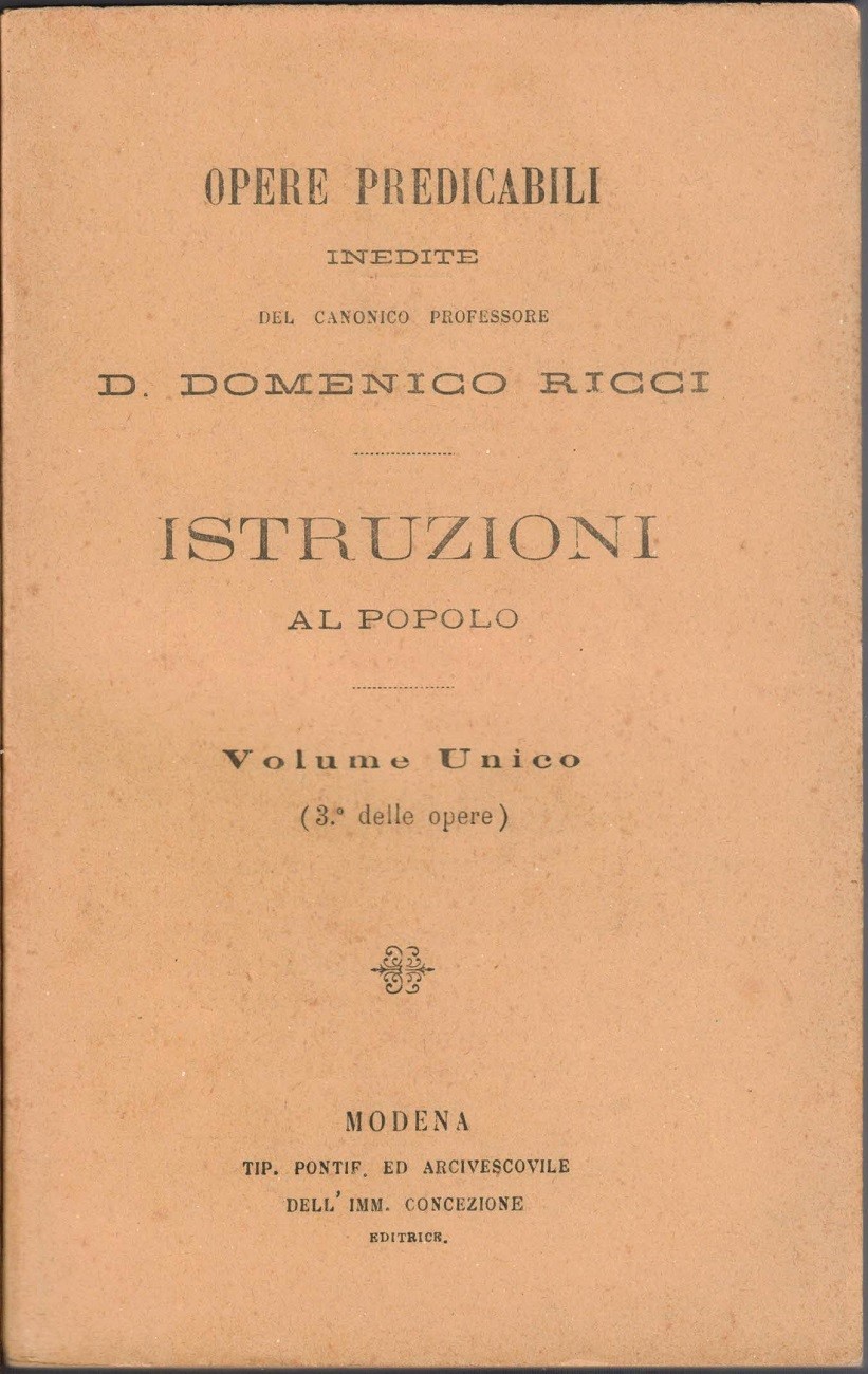 Ricci, Istruzioni sacre