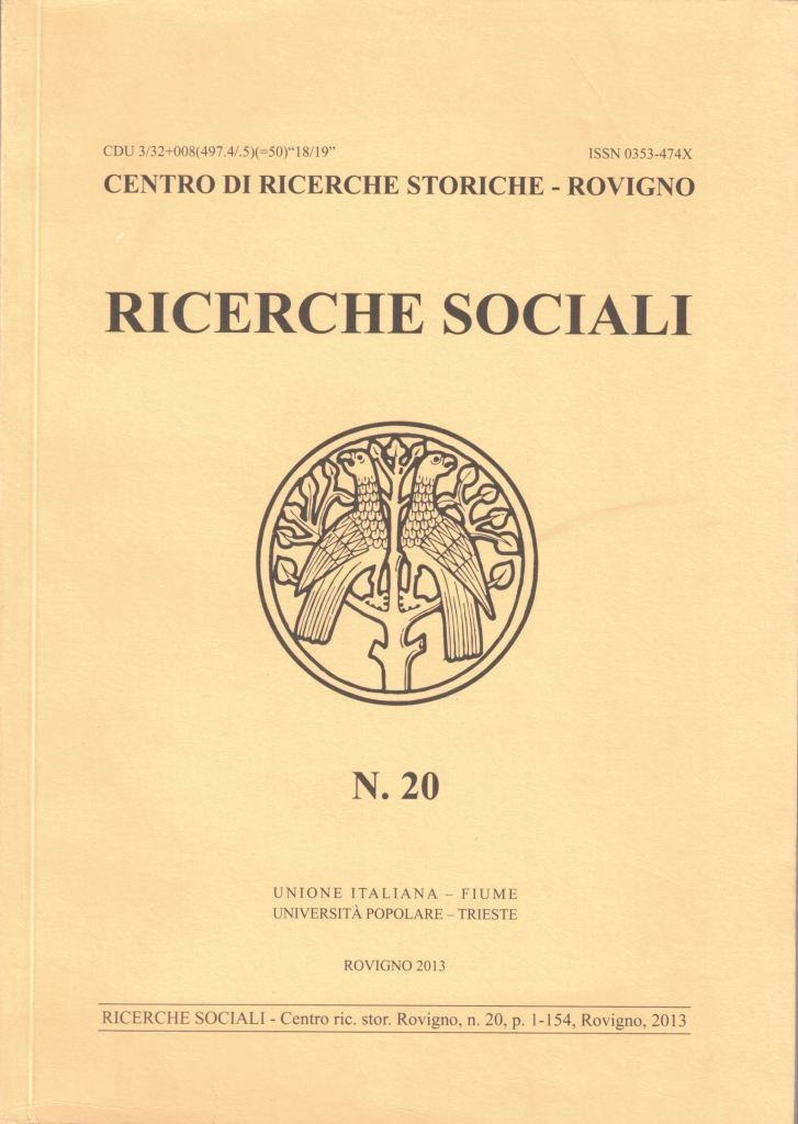 Ricerche sociali. Centro Ricerche Storiche Rovigno, n. 20, 2013