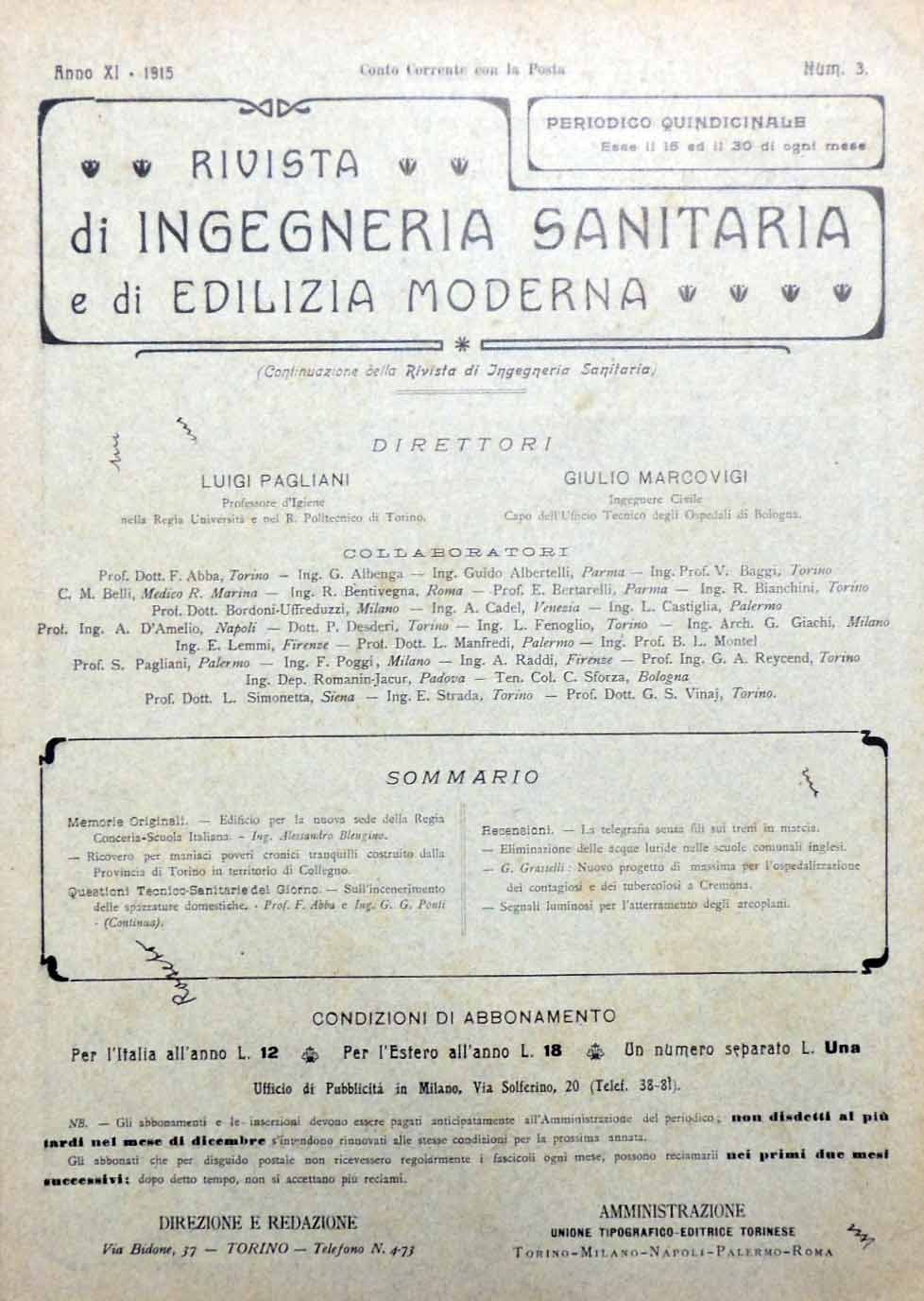 Rivista di ingegneria sanitaria e di edilizia moderna. Periodico quindicinnale, …