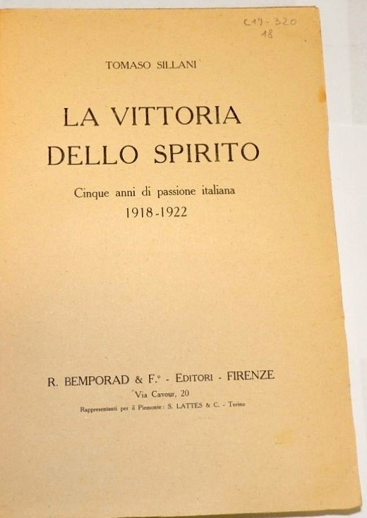 Sillani, La vittoria dello spirito. Cinque anni di passione italiana …