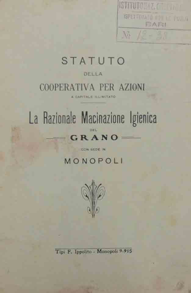 Statuto della Coopeartiva per azioni La razionale Macinazione Igienica del …