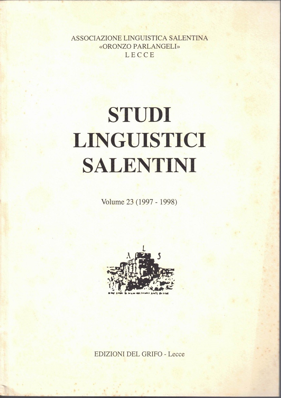 Studi linguistici salentini, volume 23 (1997-1998)