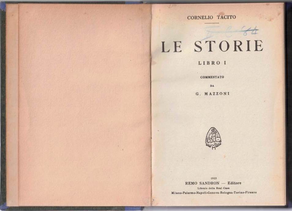 Tacito (Tacitus), Le storie. Libro I, commentato da G. Mazzoni