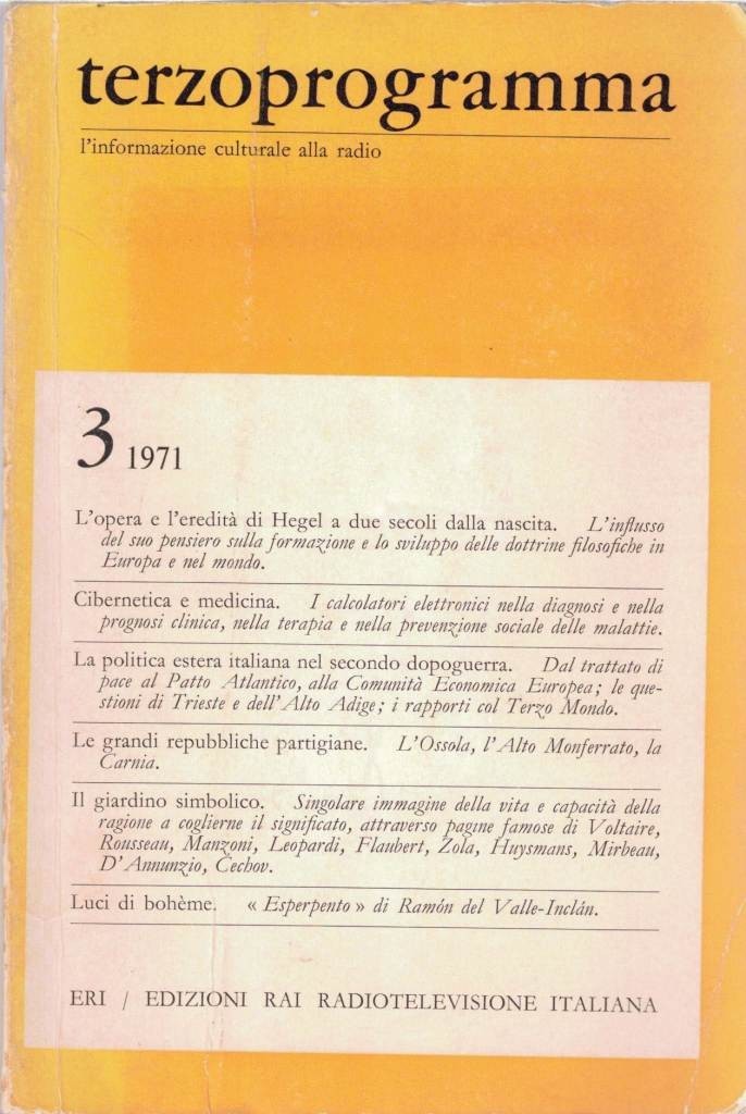 Terzoprogramma. L’informazione culturale alla radio, n. 3, 1971