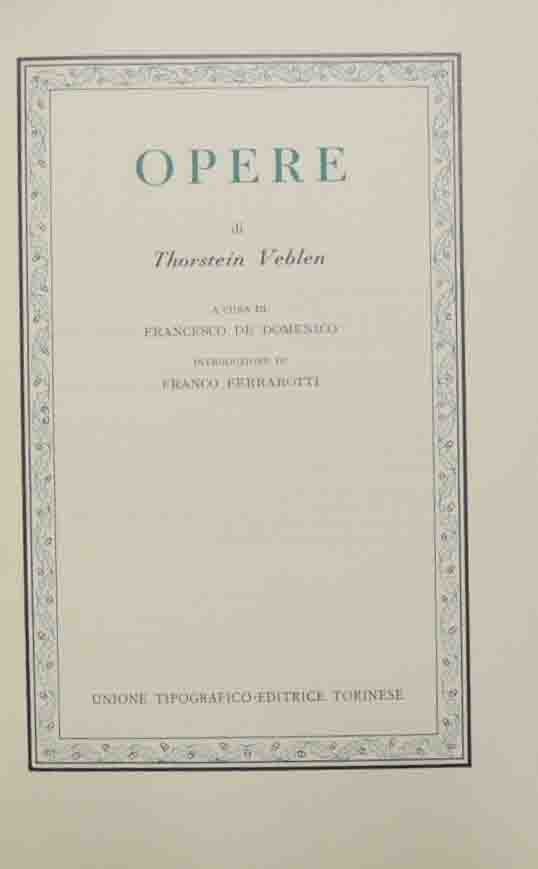 Veblen, Opere, a cura di De Domenico