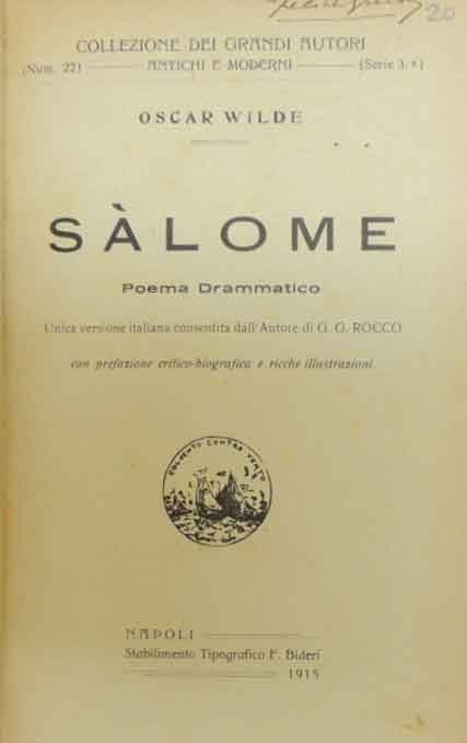 Wilde, Sàlome. Poema drammatico