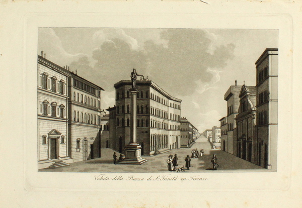 GANDINI FRANCESCO. Veduta della Piazza di S. Trinit… in Firenze.