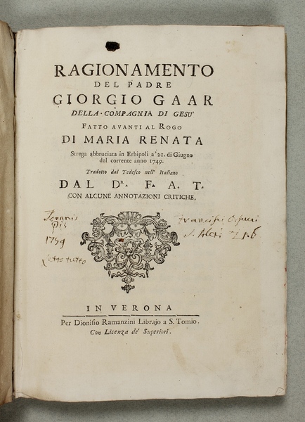 Ragionamento del padre Giorgio Gaar della Compagnia di Gesù fatto …