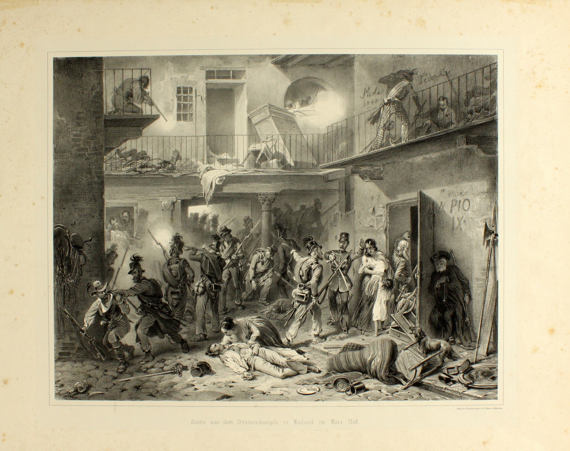 ADAM EUGEN E FRANZ. Scene aus dem Strassenkampfe zu Mailand …
