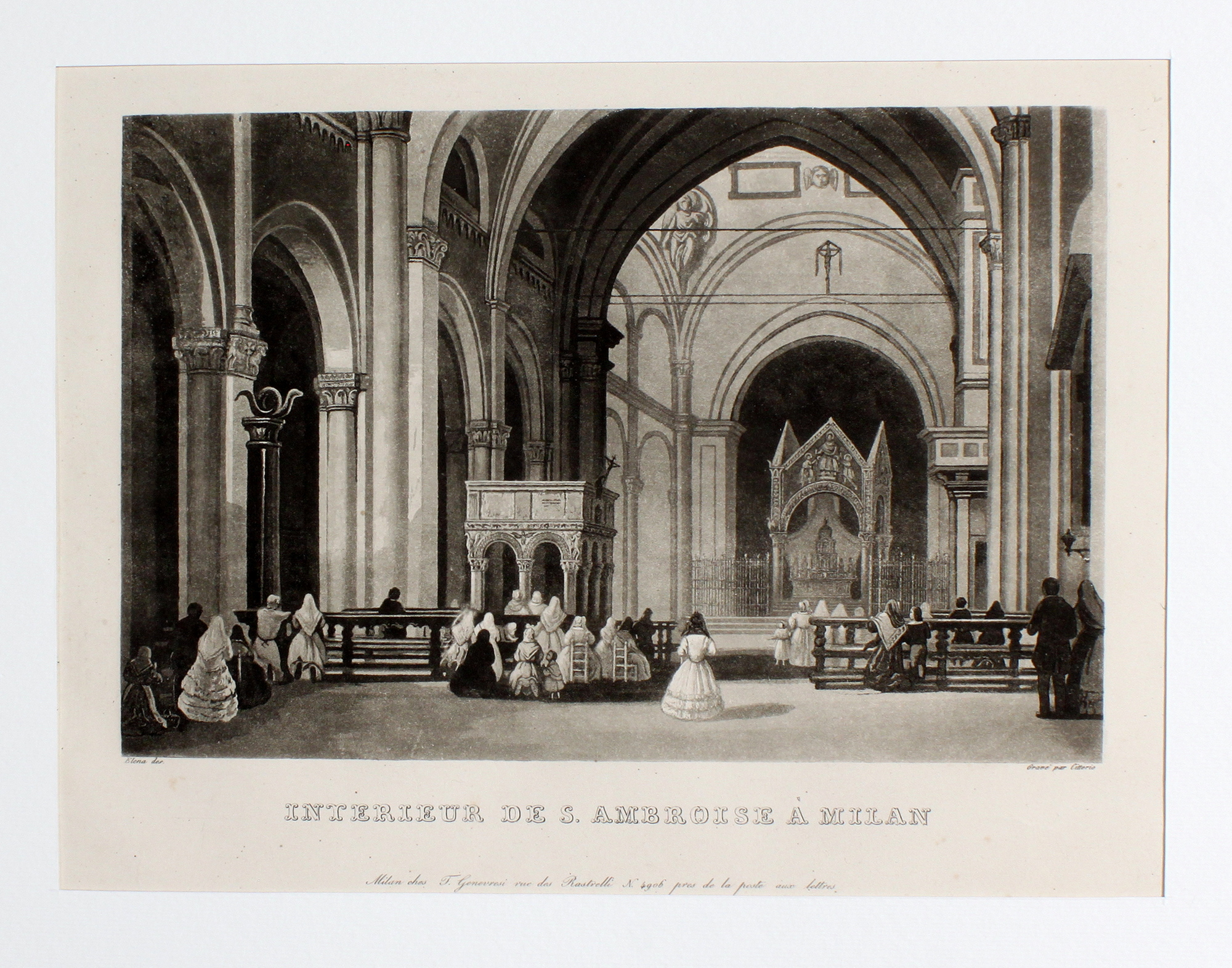 CITTERIO FRANCESCO. Interieur de S. Ambroise à Milan. Milano, chez …