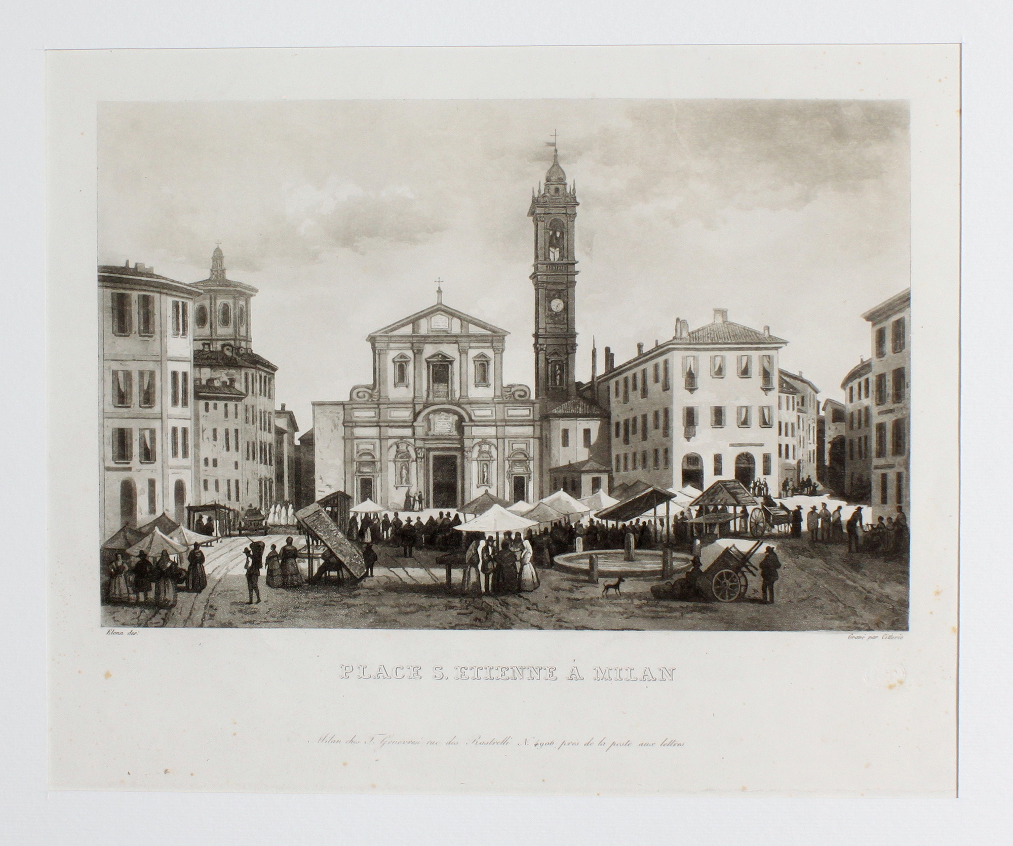 CITTERIO FRANCESCO. Place S. Etienne à Milan. Milano, chez Thomas …
