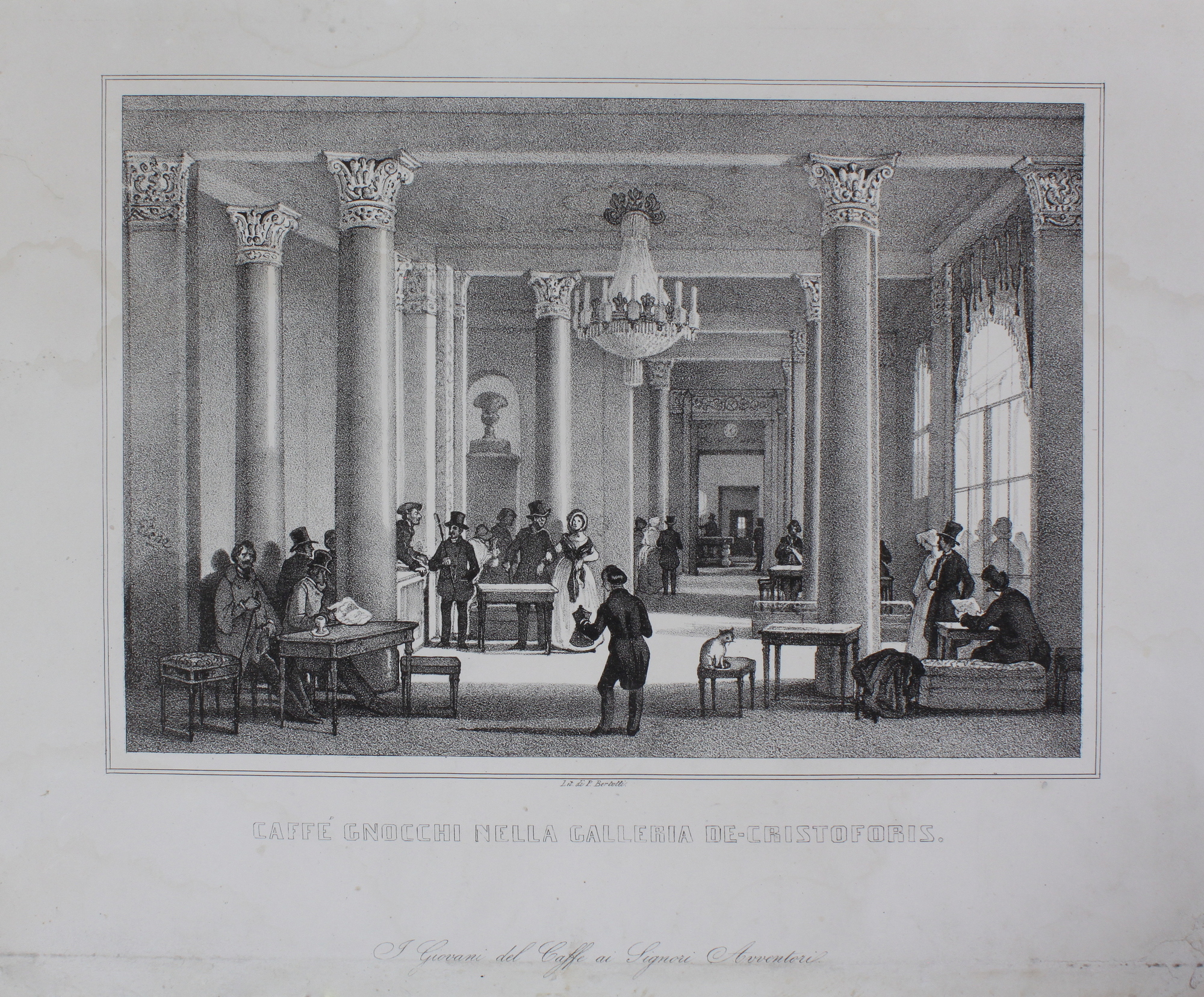 ELENA GIUSEPPE. Caffè Gnocchi nella Galleria De-Cristoforis. Milano, Bertotti, 1840.