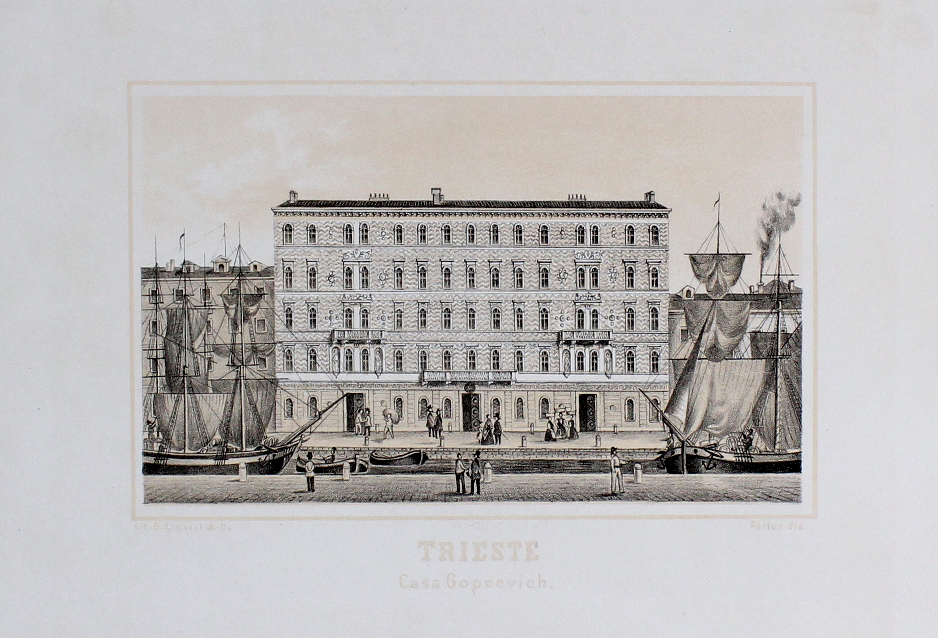 FALTUS FRANCESCO DE. Trieste. Casa Gopcevich. - Trieste, Litografia Linassi, …