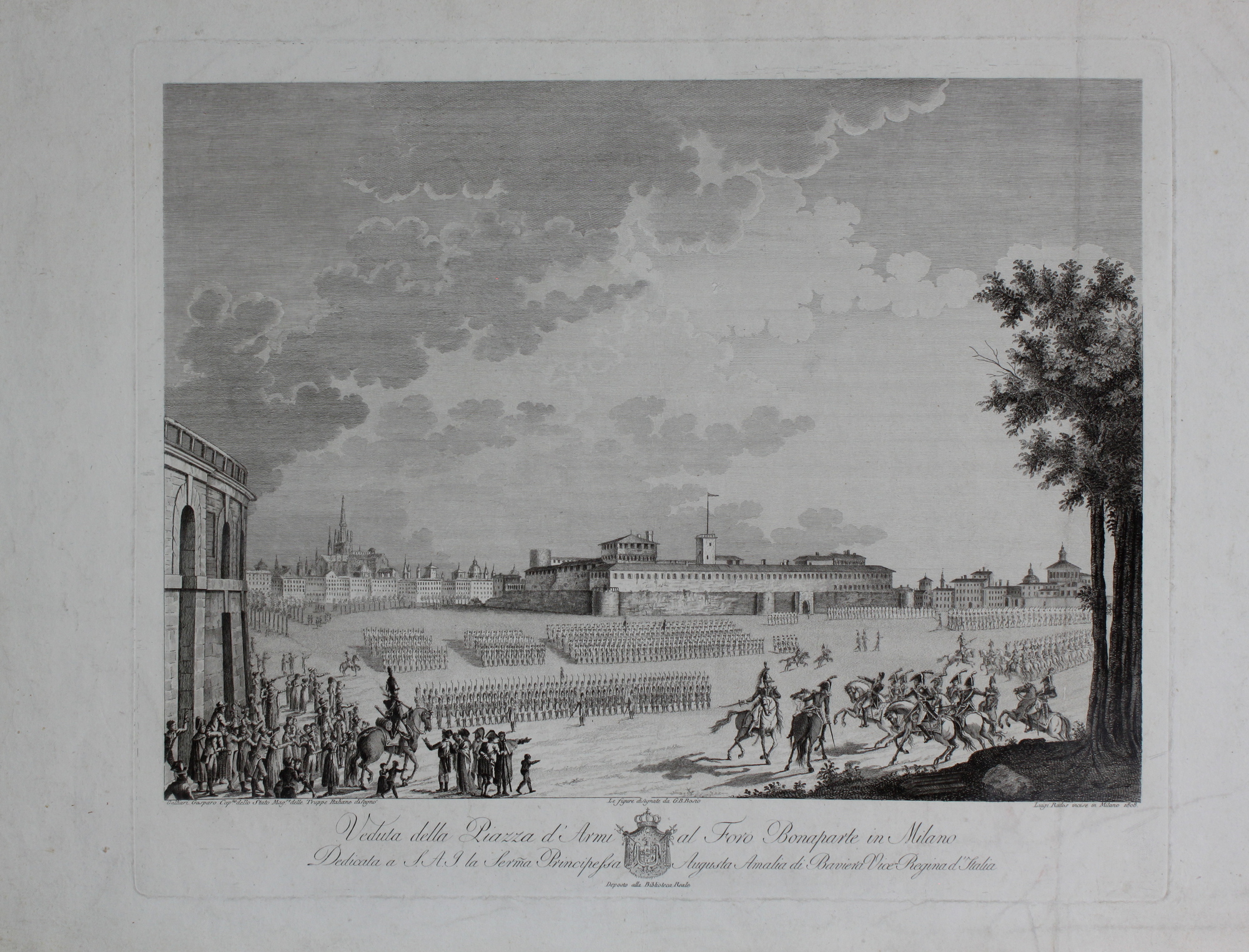 GALLIARI GASPARO. Veduta della Piazza d'Armi al Foro Bonaparte in …