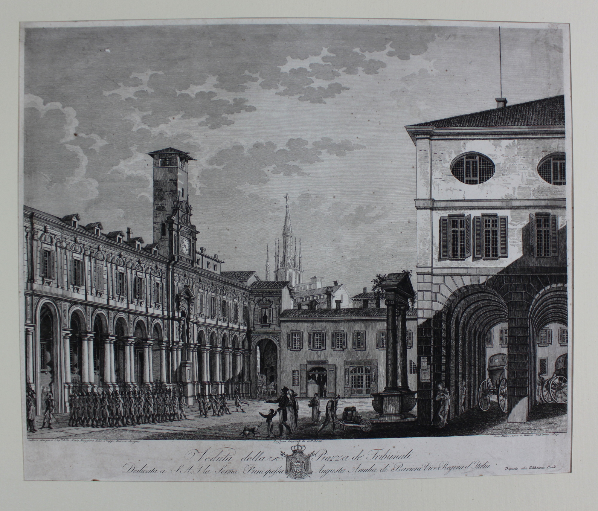 GALLIARI GASPARO. Veduta della Piazza de' Tribunali. (Milano), 1807.