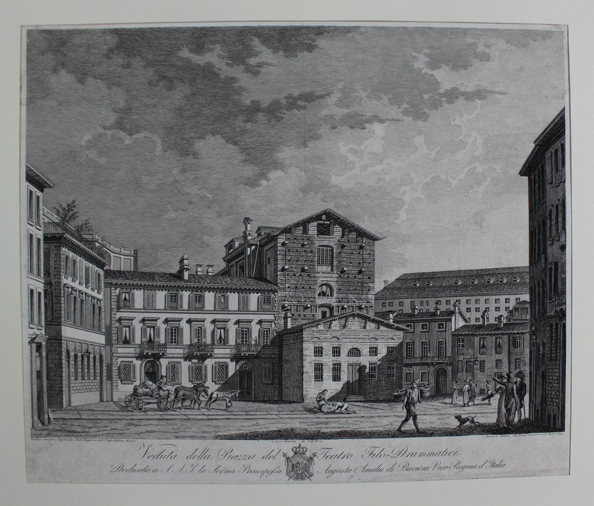 GALLIARI GASPARO. Veduta della Piazza del Teatro Filo - Drammatici. …