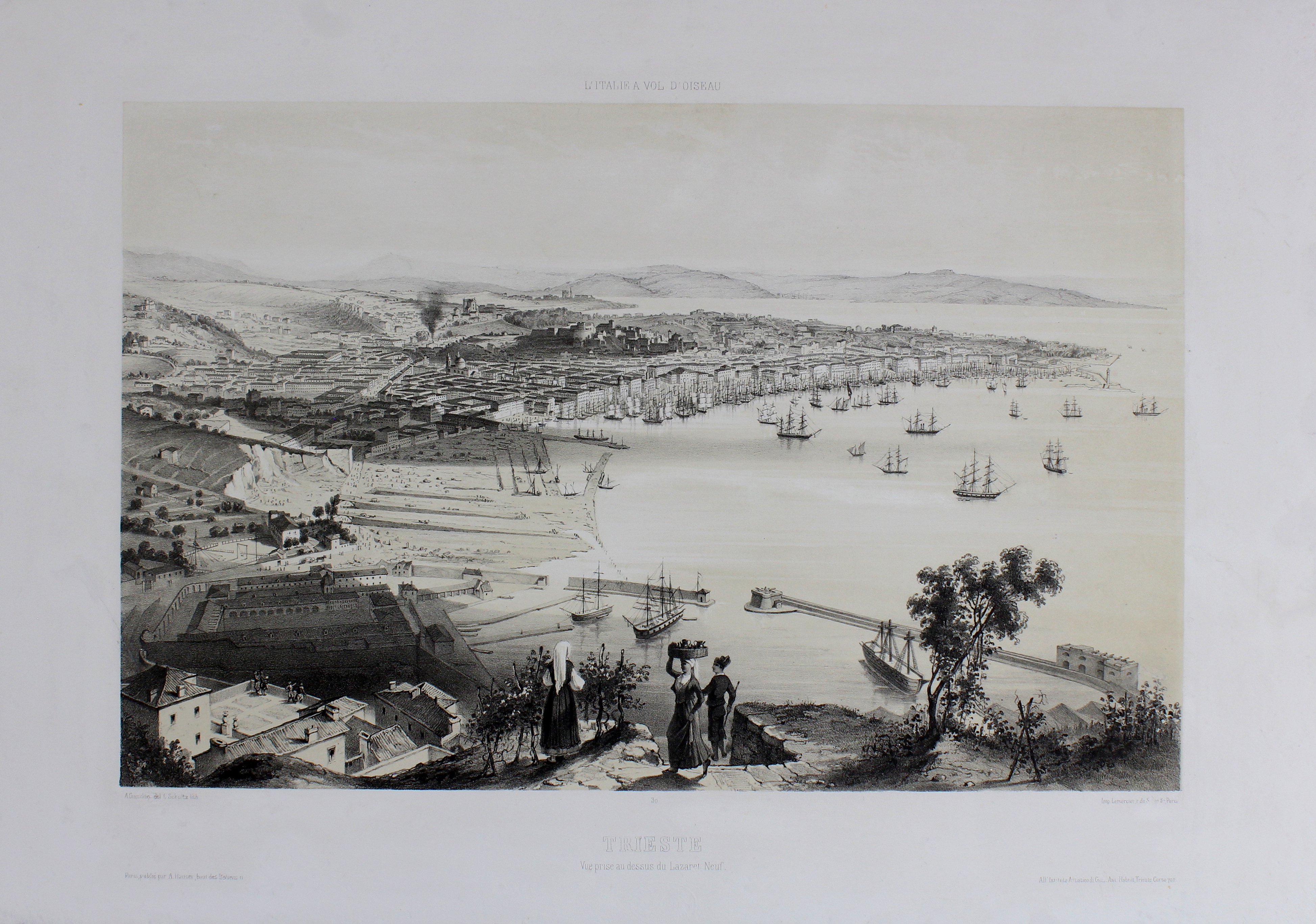 GUESDON ALFRED. Trieste, Vue prise au dessus du Lazaret Neuf. …