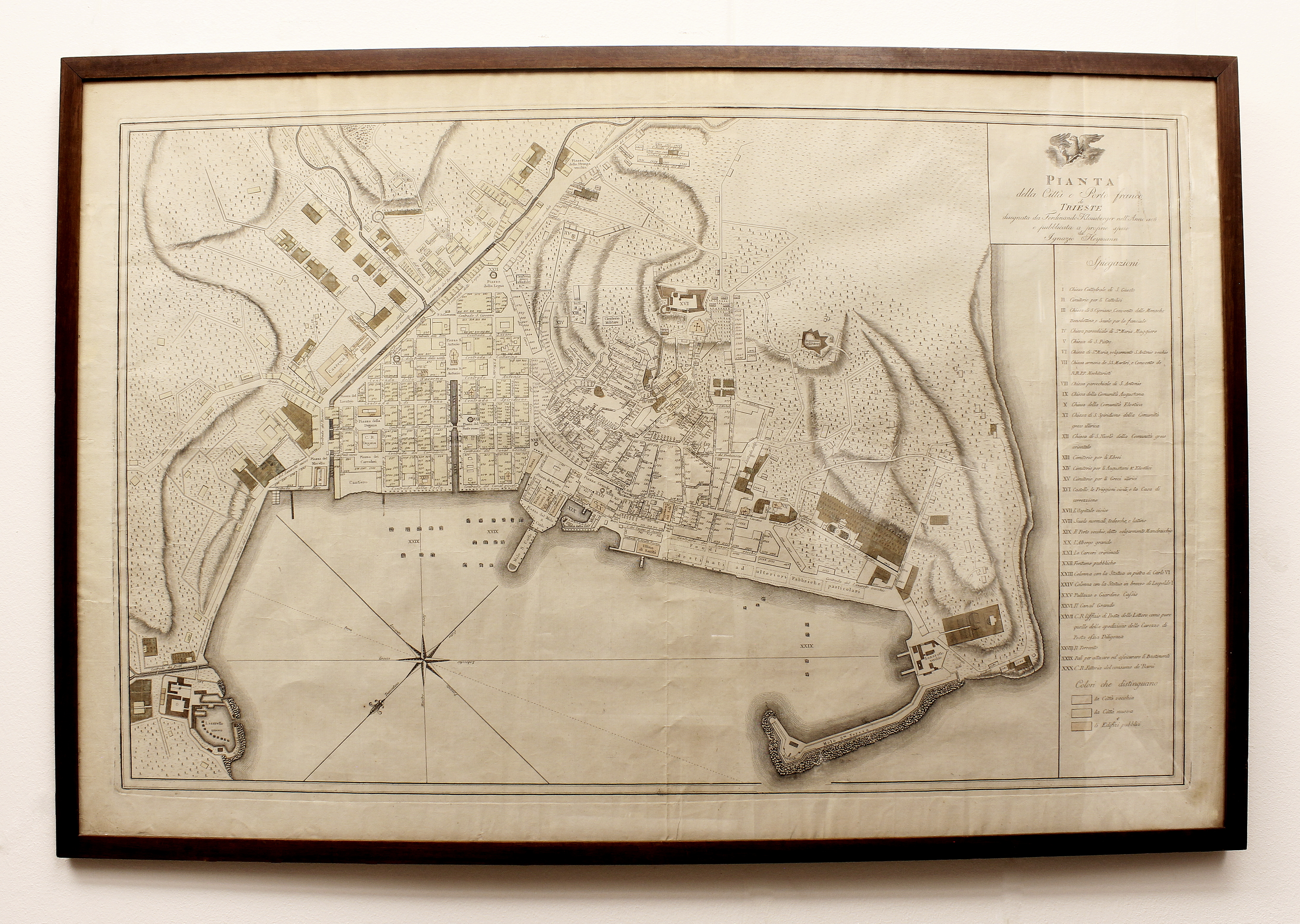 KLAUSBERGER FERDINANDO. Pianta della Città e Porto Franco di Trieste. …