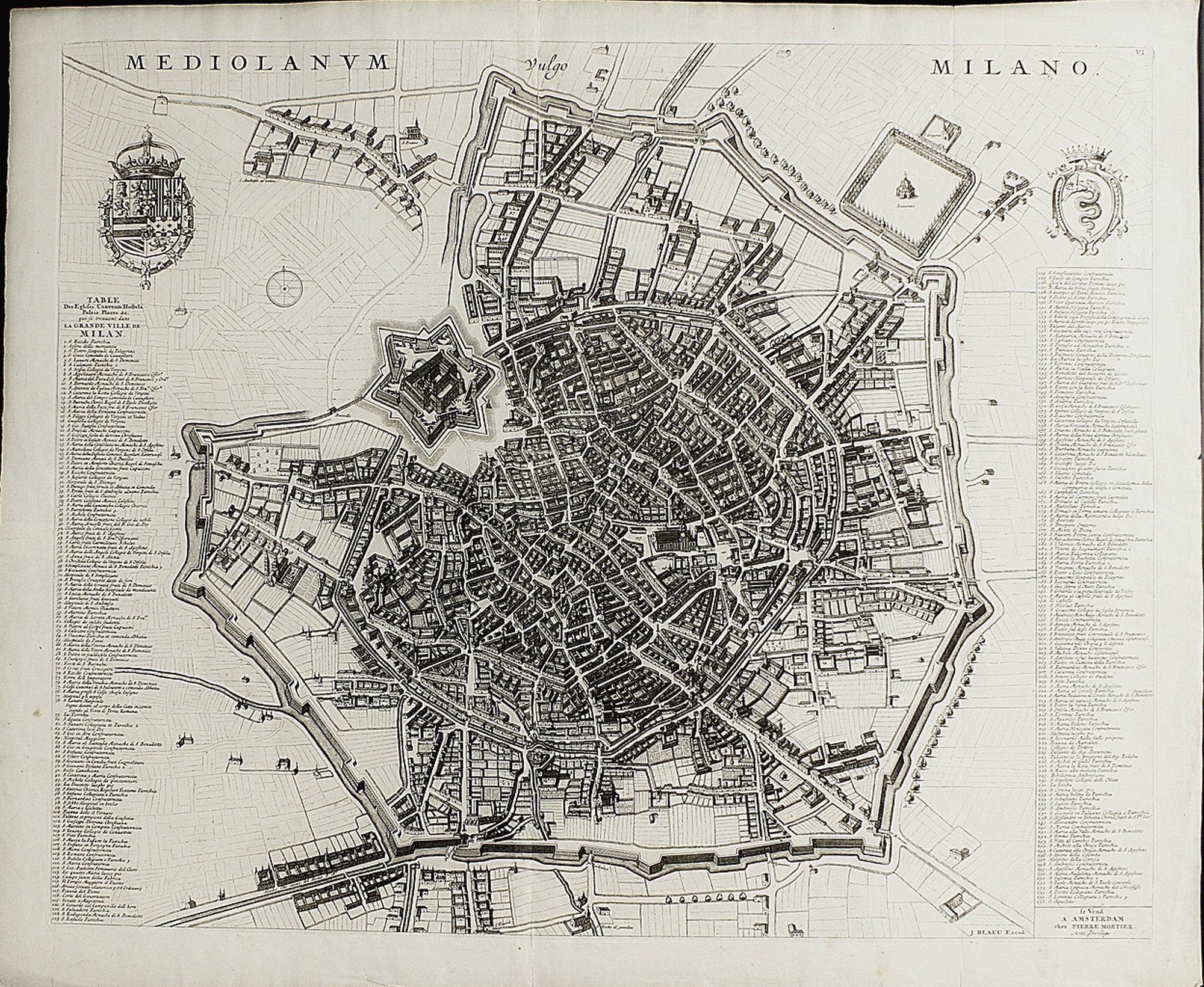 MORTIER PIERRE. Mediolanum vulgo Milano. Mortier, Amsterdam, 1704.