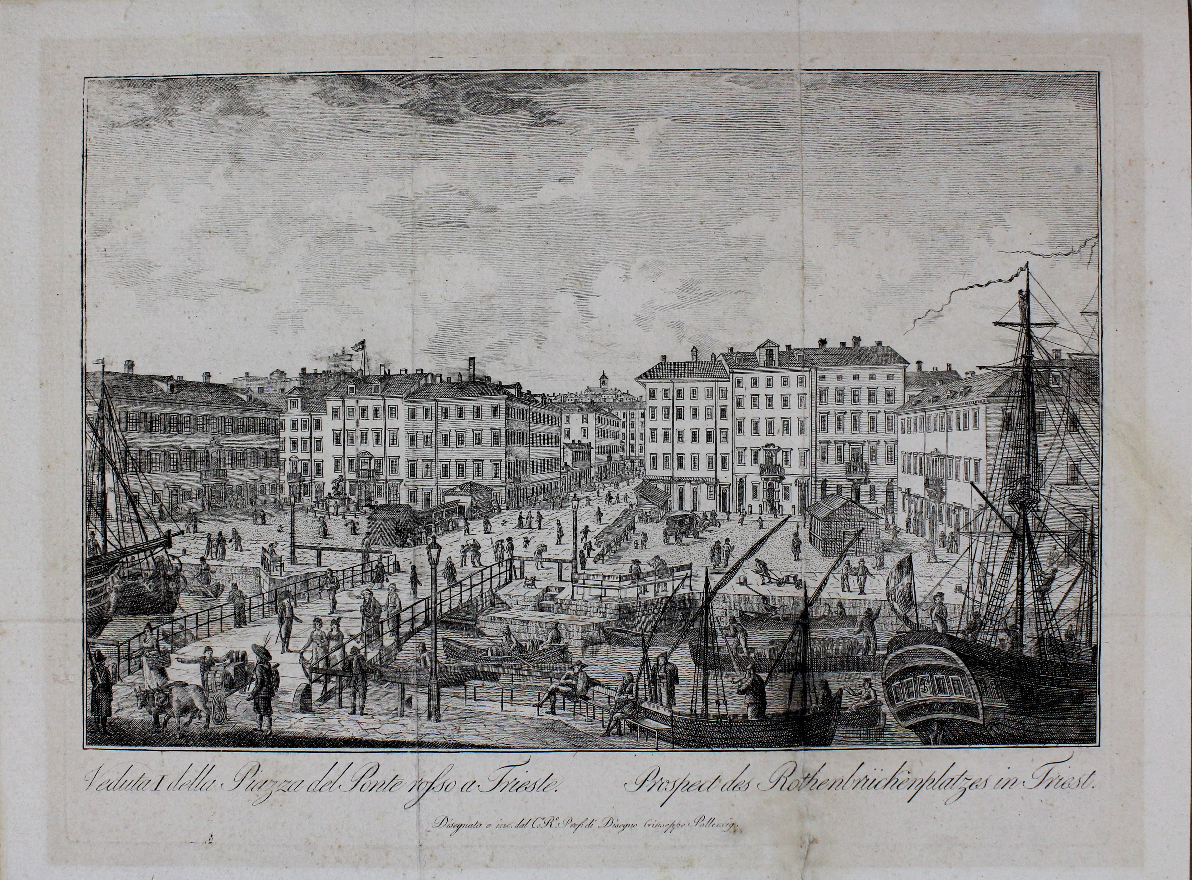 POLLENCIG GIUSEPPE TOMMASO. Veduta della Piazza del Ponte rosso a …
