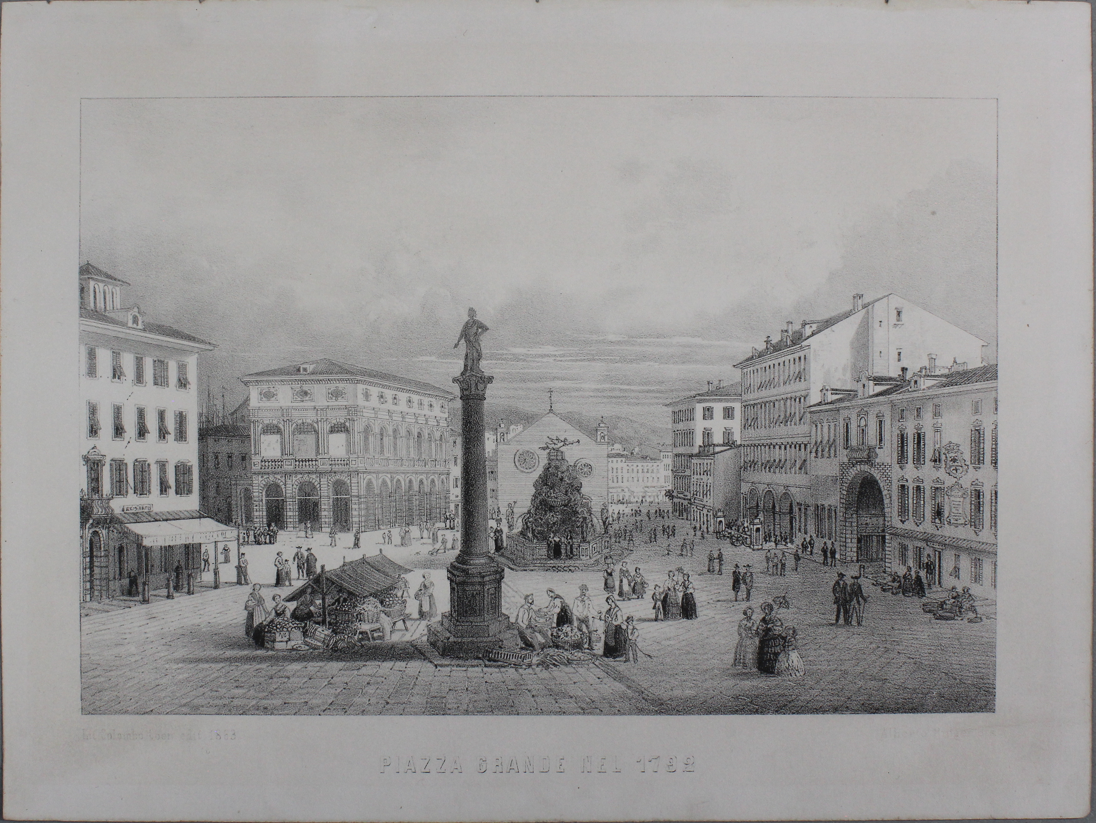 RIEGER ALBERTO. Piazza Grande nel 1792. - Trieste, Litografia Colombo …