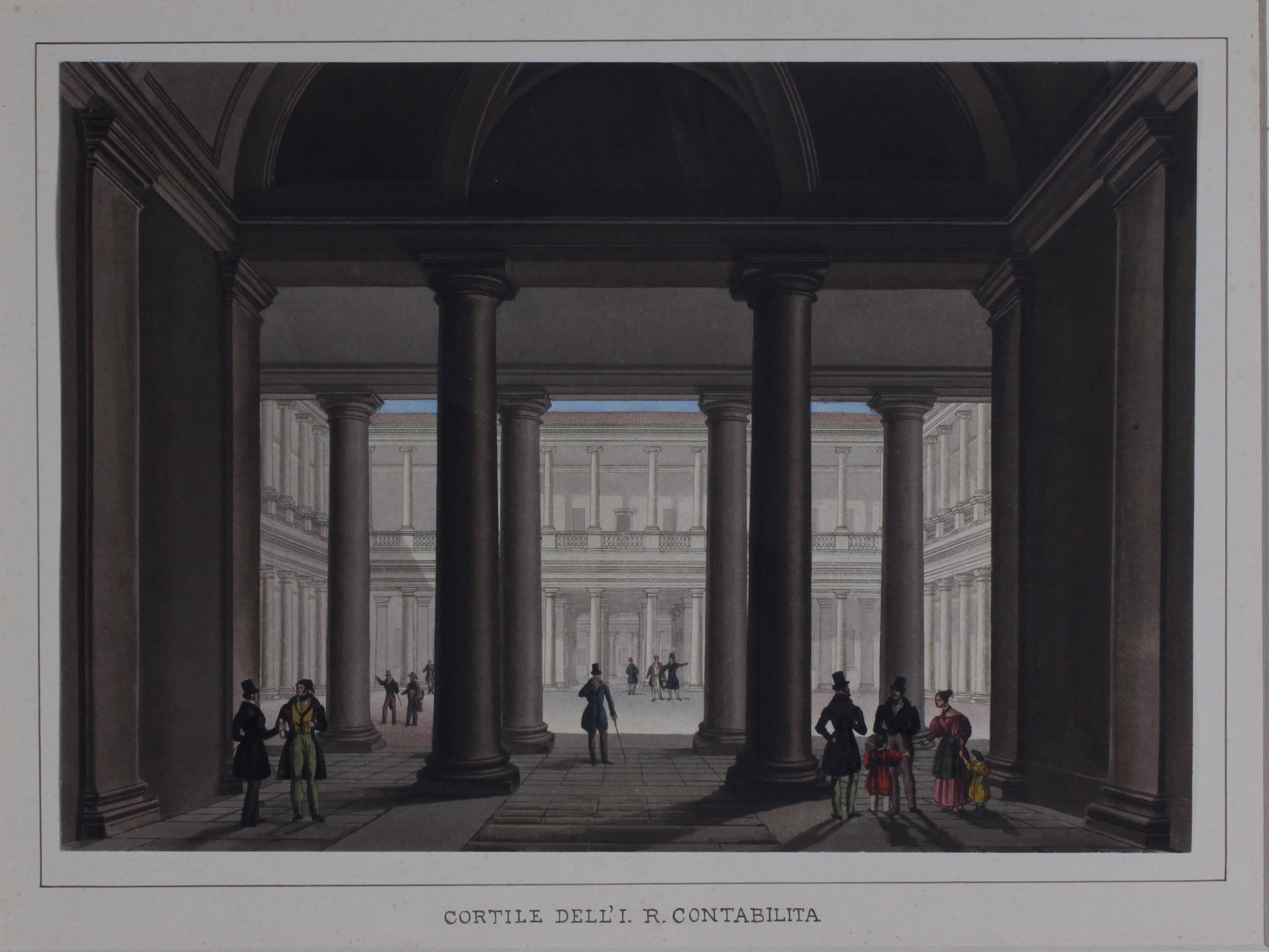 RUPP LADISLAUS - BRAMATI GIUSEPPE. Cortile dell'I. R. Contabilità. Milano, …