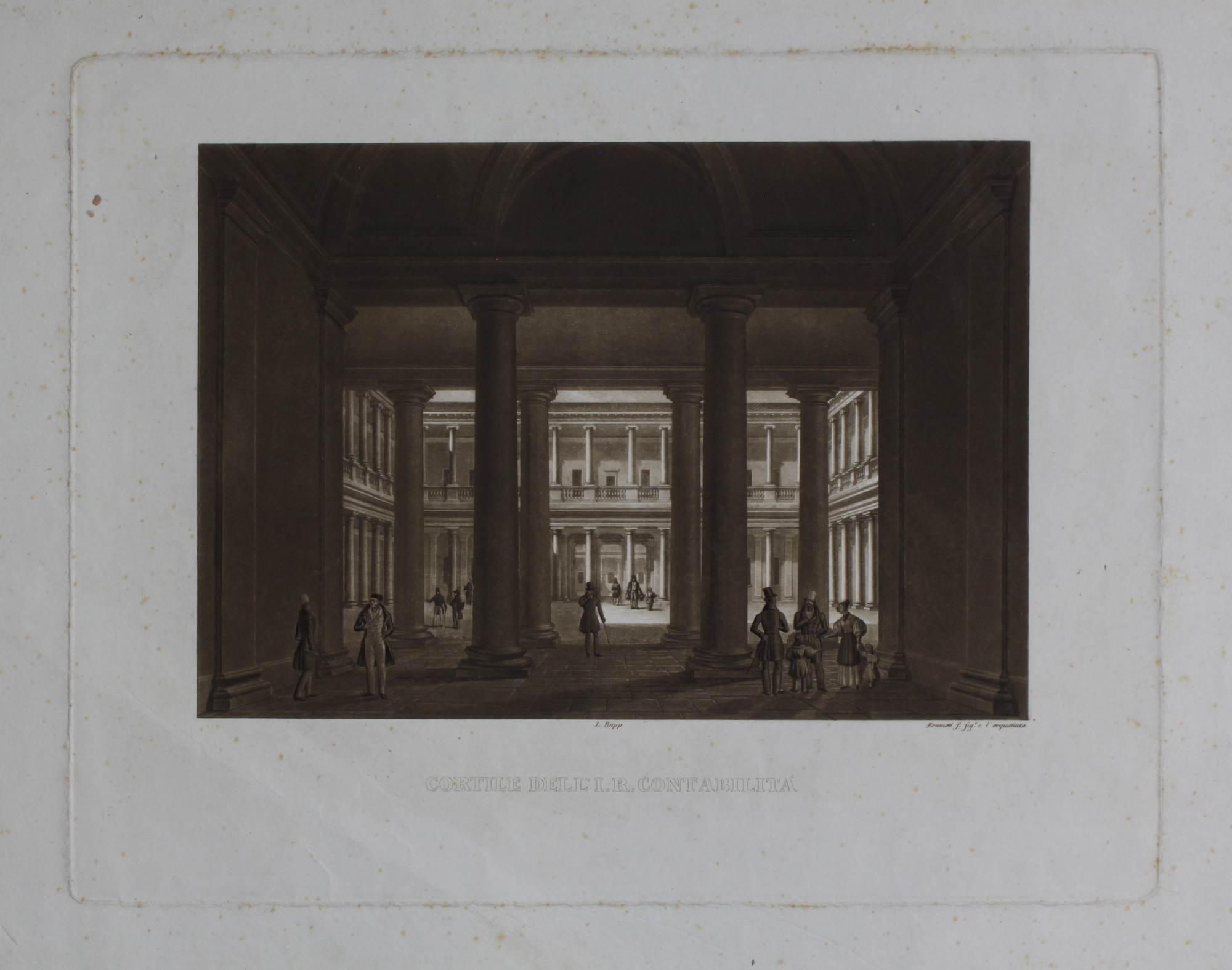 RUPP LADISLAUS - BRAMATI GIUSEPPE. Cortile dell'I. R. Contabilità. Milano, …