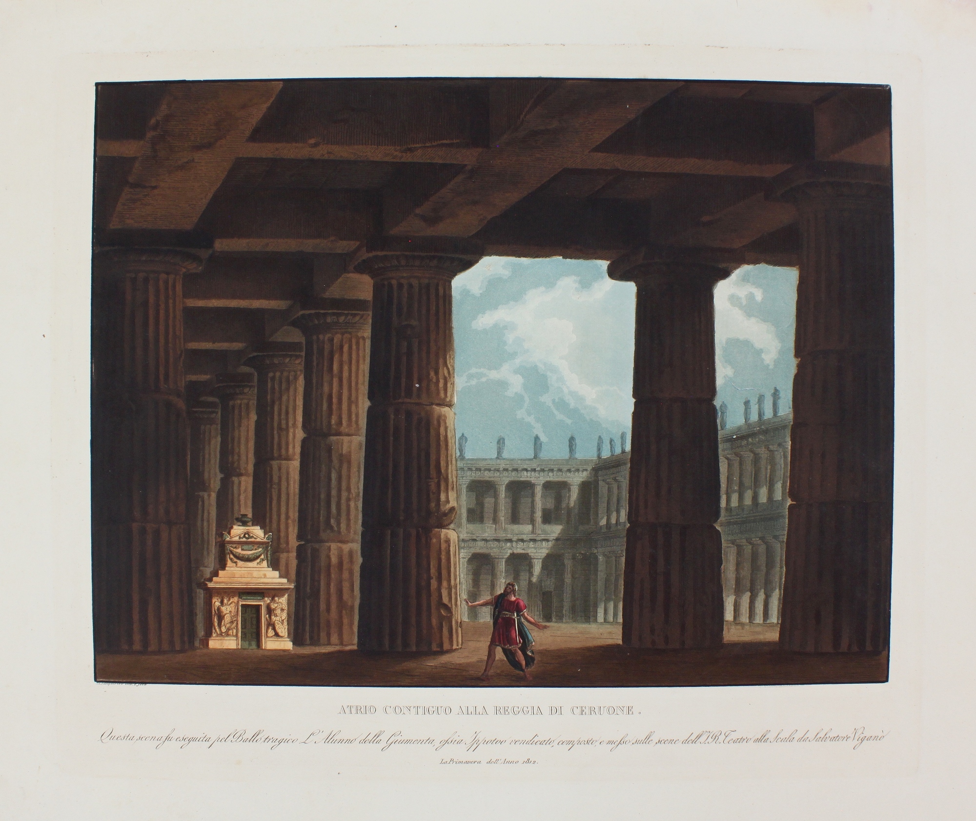 SANQUIRICO ALESSANDRO. Atrio contiguo alla Reggia di Ceruone. Milano, (Bossi …