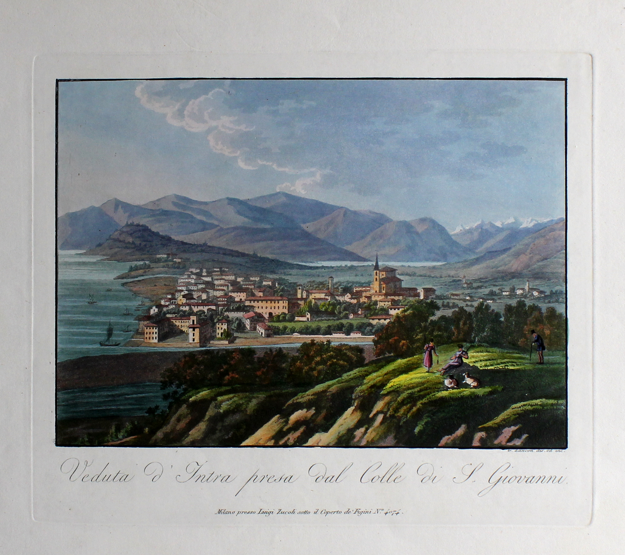 ZANCON GAETANO. Veduta d'Intra presa dal Colle di S. Giovanni. …
