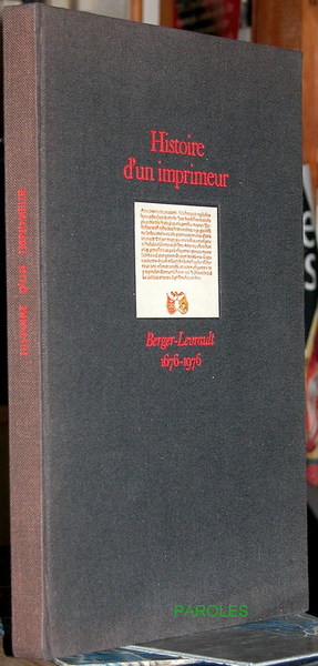 Histoire d'un imprimeur - Berger-Levrault 1676-1976.